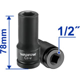 1/2" Cold Extrusion Drive Deep Impact Socket Set Cr-V 10mm-27mm