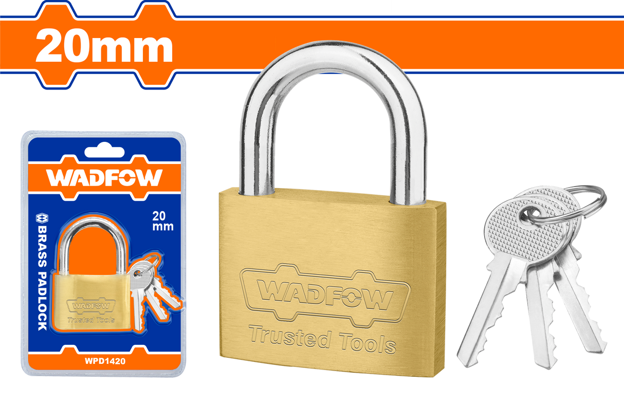 Wadfow Brass Padlock Durable 20mm-50mm with 3 Pcs Iron Keys (WHT)