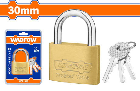 Wadfow Brass Padlock Durable 20mm-50mm with 3 Pcs Iron Keys (WHT)