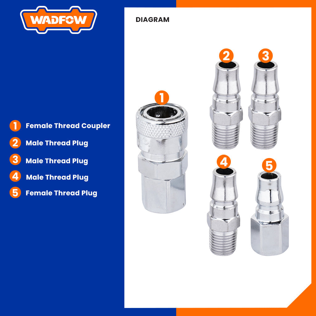 Quick Coupler And Plug Set Nitto Type 5 Pcs