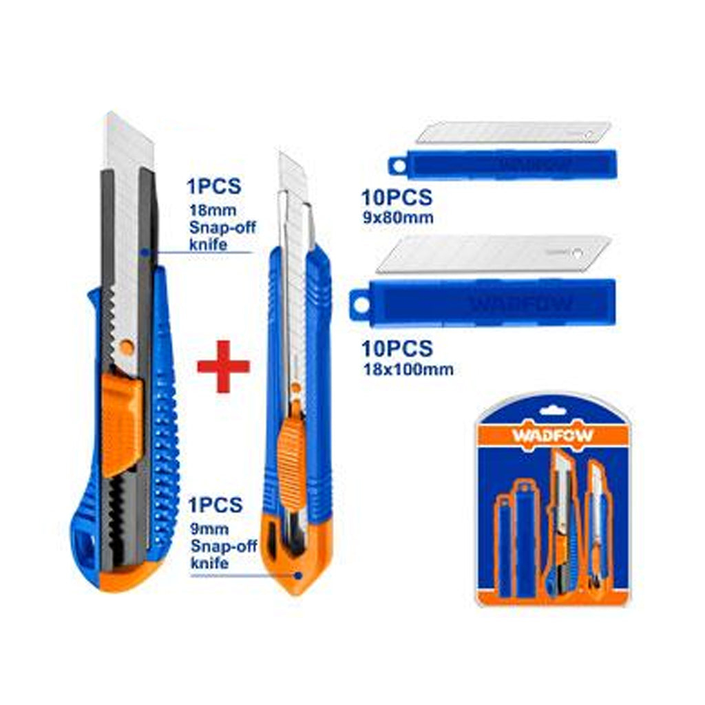 Set of 4 PCS Snap-Off Blade Knife Set (10Pcs/Set 9x80mm | 10Pcs/Set 18x100mm blade) WSK2204