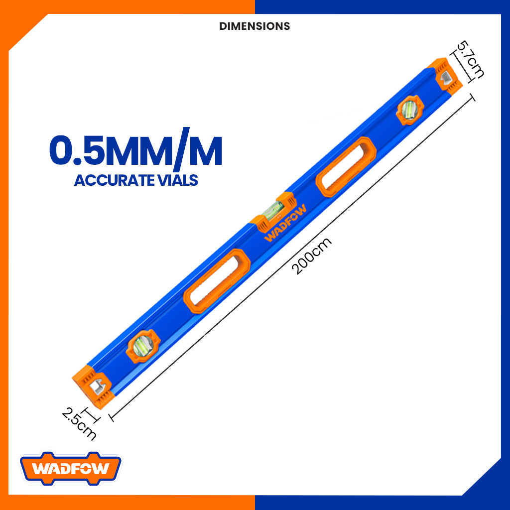 Spirit Level Bar with V-Shape Slot for Measuring Objects 200cm WSL1G200