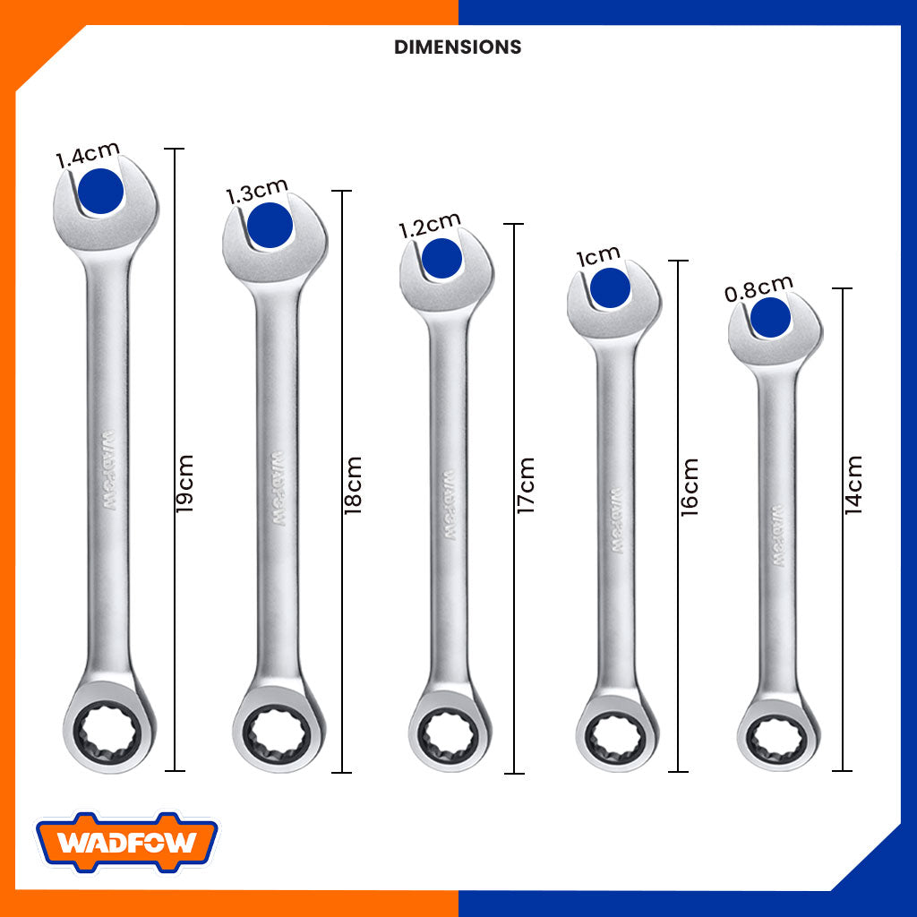 Set of 5PCS Ratchet Spanner Set WSP4205