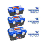 Set of (3) Plastic Tool Box Storage Organizer Case w/ metal & Plastic buckle & plastic tray
