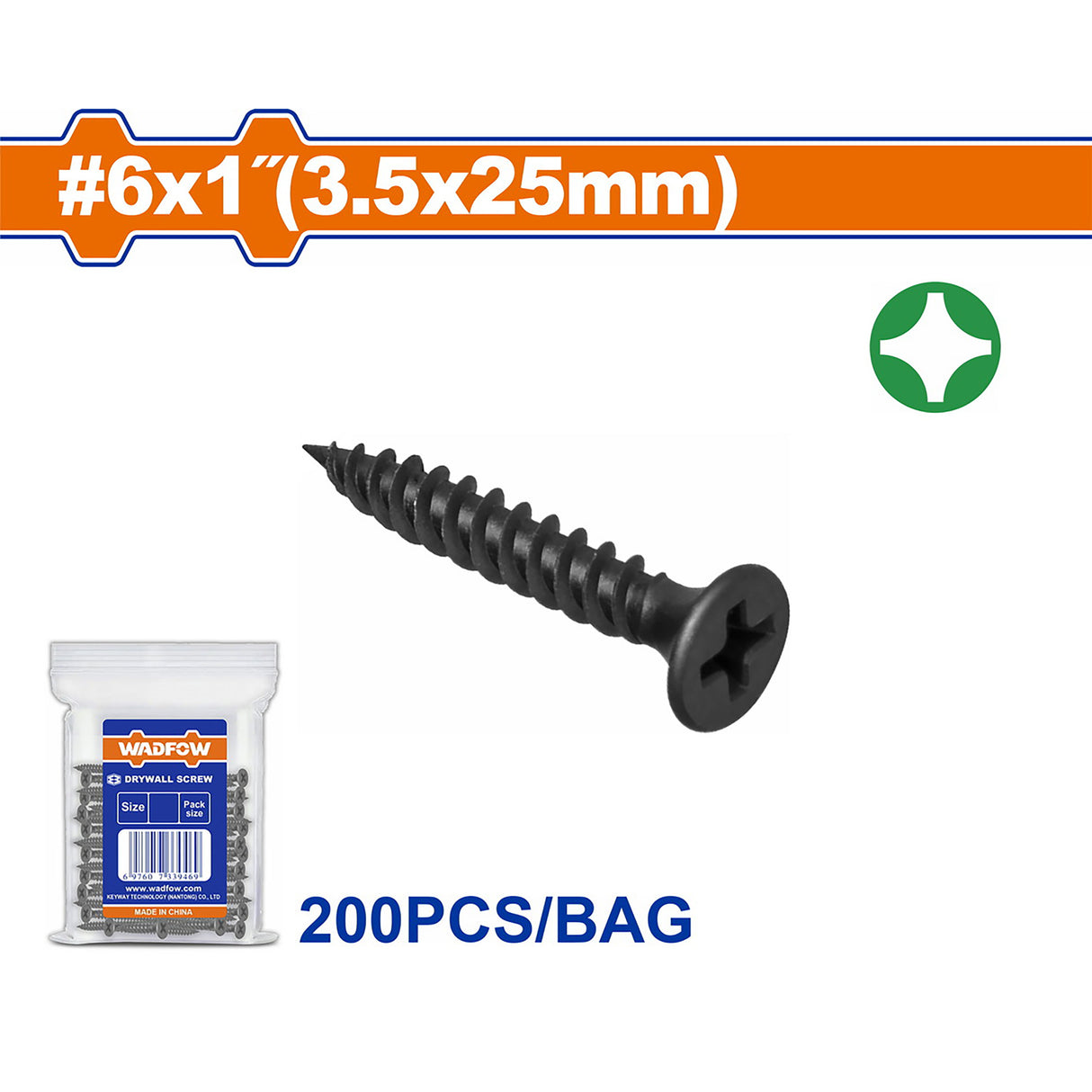 Wadfow 200pcs/300pcs High Quality Carbon Steel Drywall Screw SOLD PER PACK