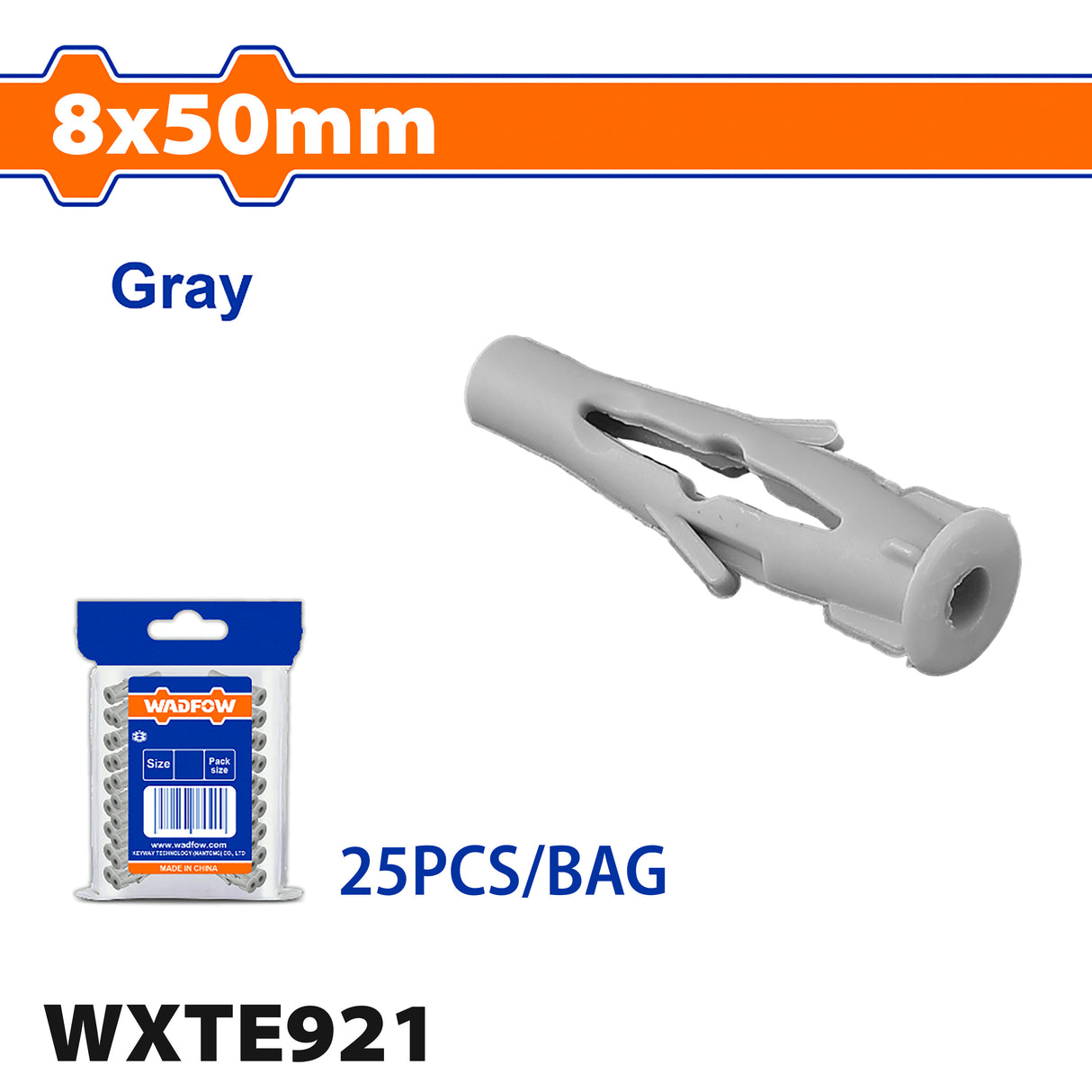 Wadfow Universal Plastic Anchor Tox PE ﻿Material Gray (WHT)