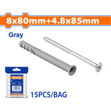 Wadfow 10PCS-30PCS/Set PE, Steel Hammer Frame Fixing Anchor with Screw (WHT)
