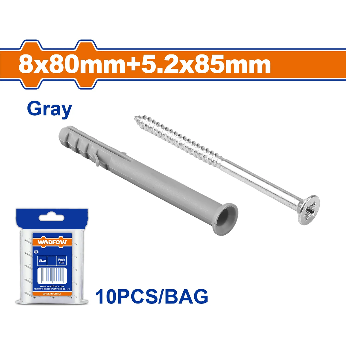 Wadfow 10PCS-30PCS/Set PE, Steel Hammer Frame Fixing Anchor with Screw (WHT)