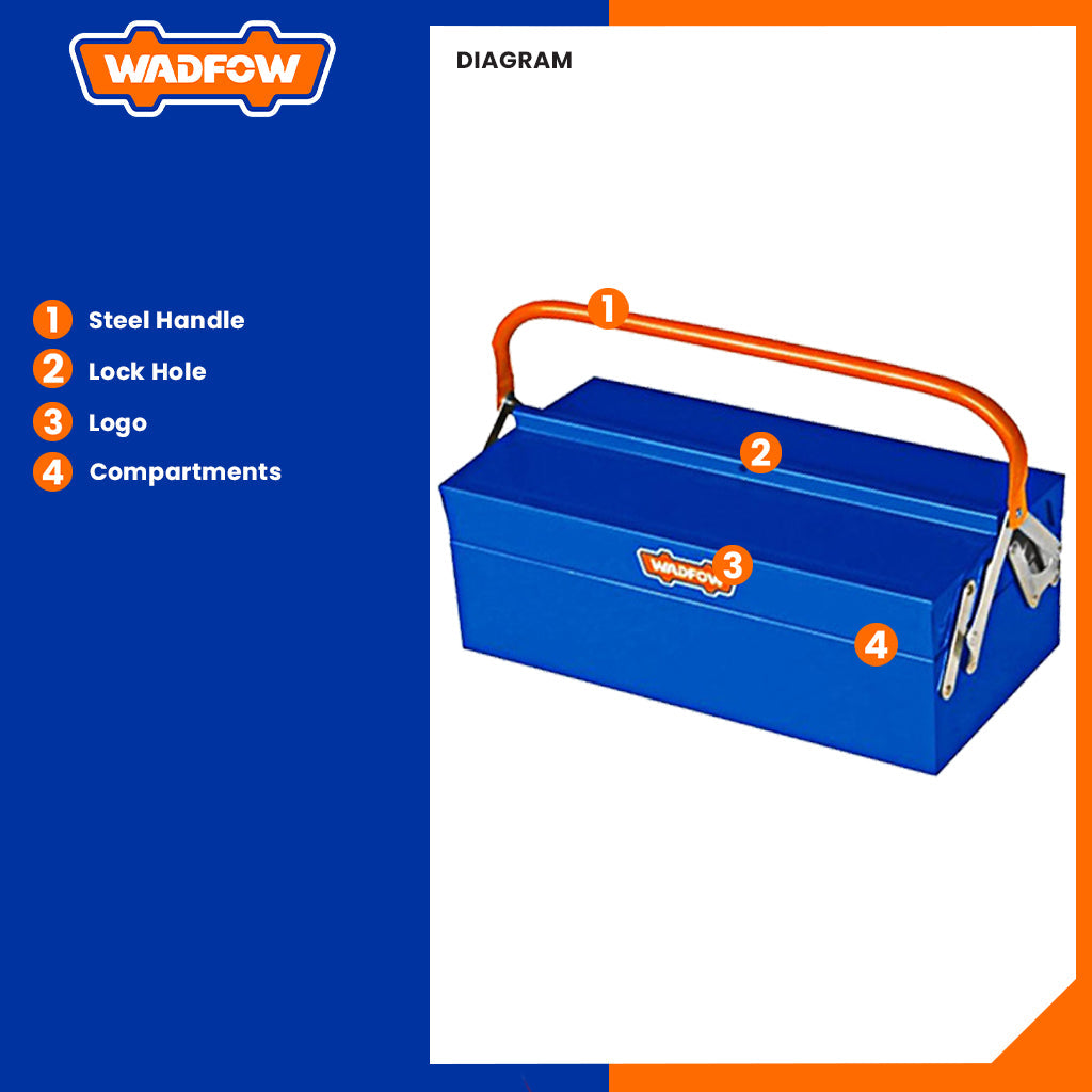 Steel Tool w/ (2) compartments Portable Box 404 x 205 x 160mm