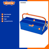 Steel Tool w/ (2) compartments Portable Box 404 x 205 x 160mm