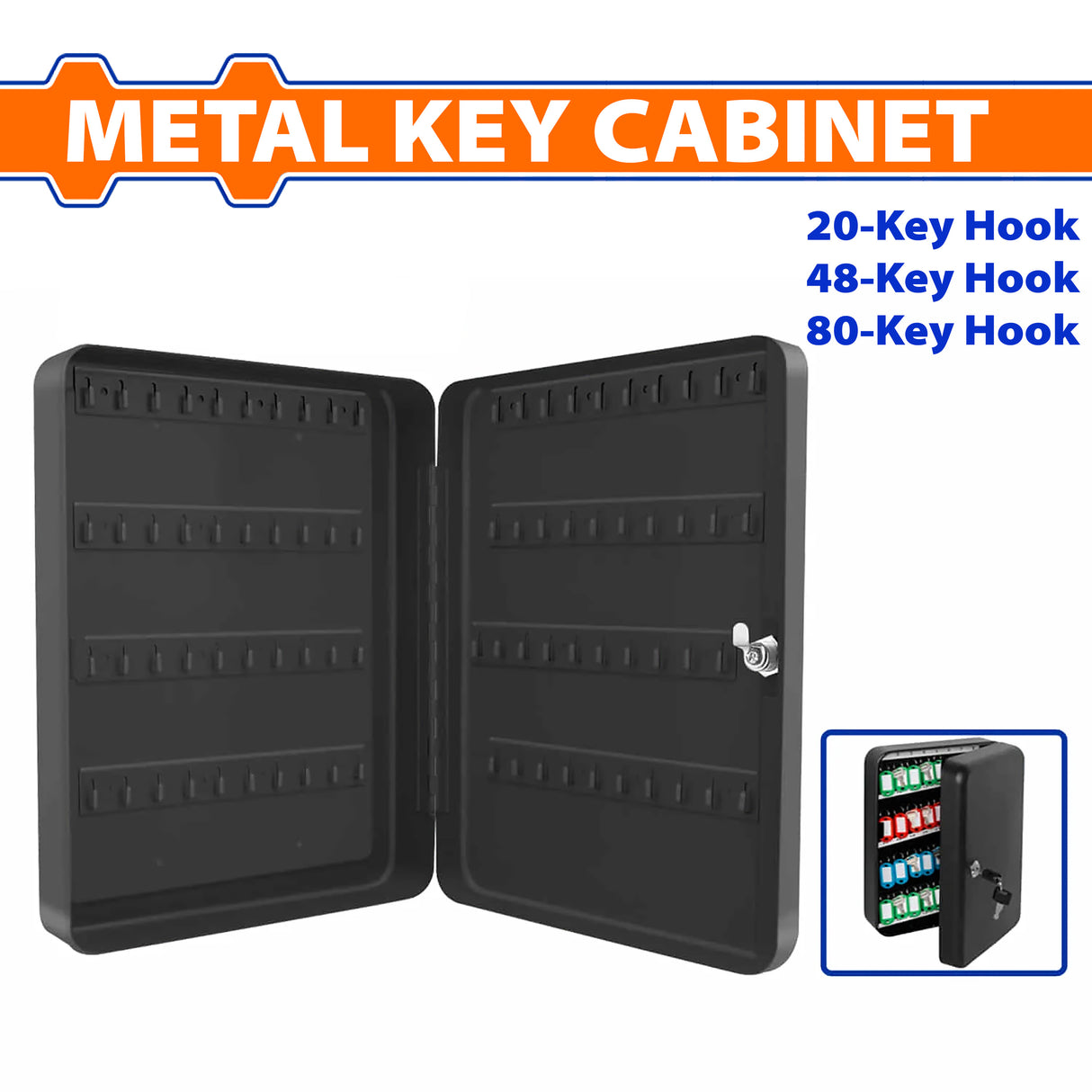 Wadfow 2.4L | 3L | 5.4L Metal Key Cabinet with 20Keys, 48 Keys, 80-Keys Capacity WYSX1H01 (WHT)