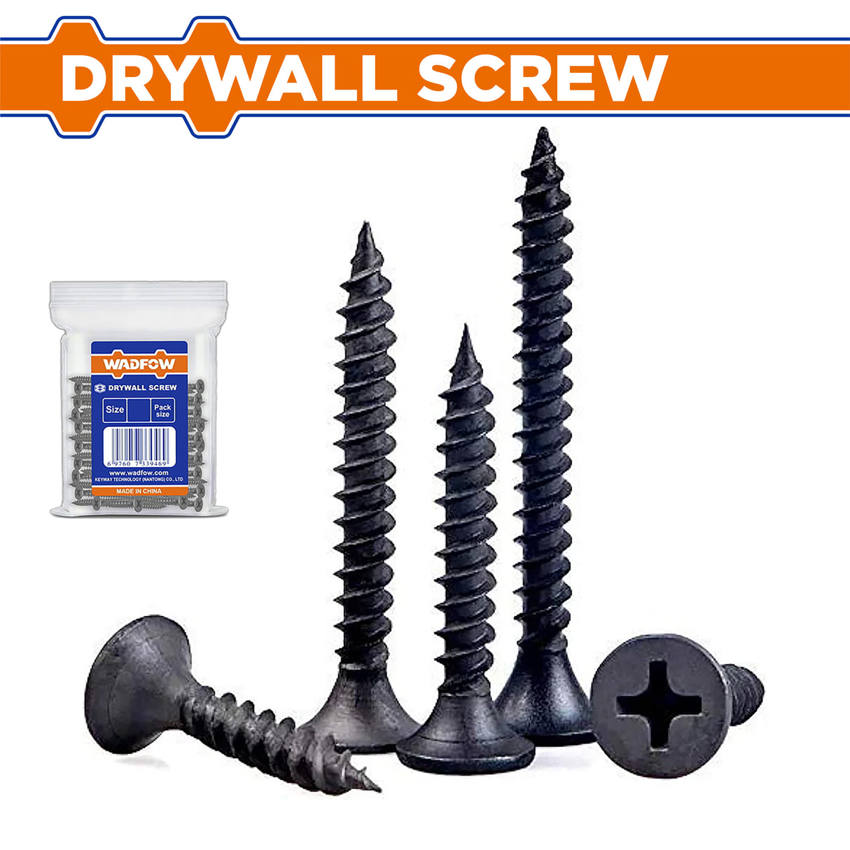 Wadfow 200pcs/300pcs High Quality Carbon Steel Drywall Screw SOLD PER PACK