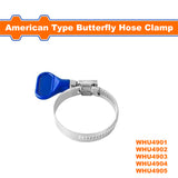 WHU490 American Type Butterfly Hose Clamp great for used in a leaking environment with handle