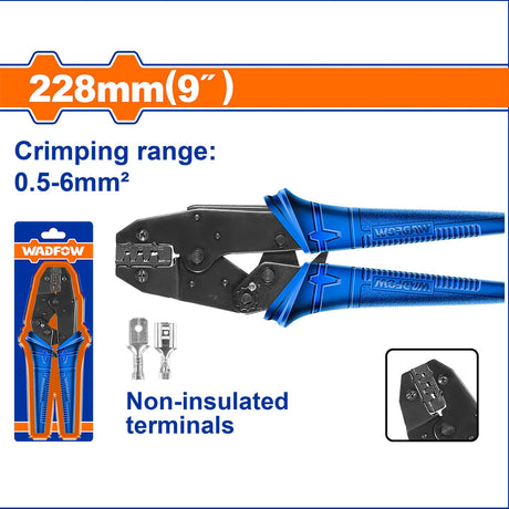 Wadfow  9inch Ratchet Crimping Pliers 0.5-6mm² | 1.5-6mm² | 0.5-6mm² SOLD PER PIECE WAD-HT