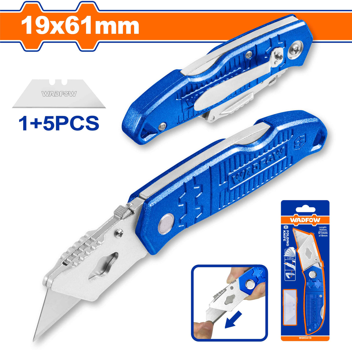 Stainless Steel Folding Utility Swiss Knife 163mm w/ plastic handle [ WSK9419 ] WAD-HT