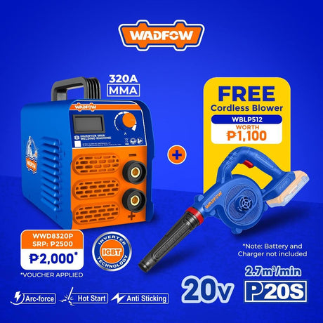 Wadfow 320A / 350A MMA Welding Machine Inverter Portable IGBT with Free Cordless Blower