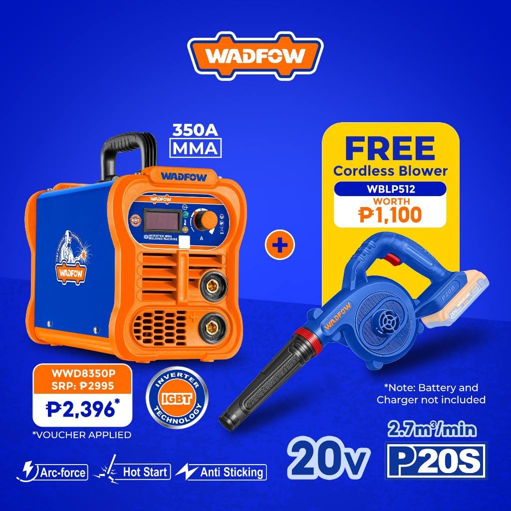 Wadfow 320A / 350A MMA Welding Machine Inverter Portable IGBT with Free Cordless Blower