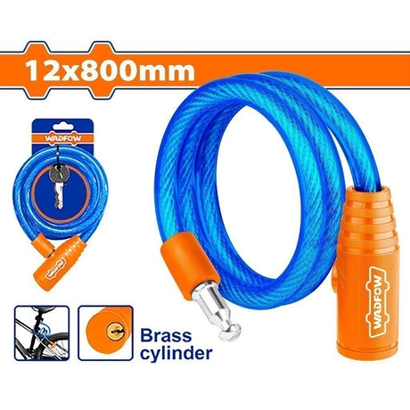 Wadfow 12mm x 800mm | 12mm x 1200mm | 15mm x1200mm Bicycle Lock / Safety Lock 2pcs keys WBK111 (WHT)