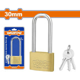 Wadfow Heavy Duty Long Shackle Brass Padlock Padlock 30mm-50mm W/ 3 Pcs Iron Keys WAD-HT