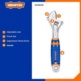 Wadfow Adjustable Wrench with Two Tone Soft Handle 6-12 Inches