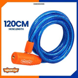 Wadfow 12mm x 800mm | 12mm x 1200mm | 15mm x1200mm Bicycle Lock / Safety Lock 2pcs keys WBK111 (WHT)