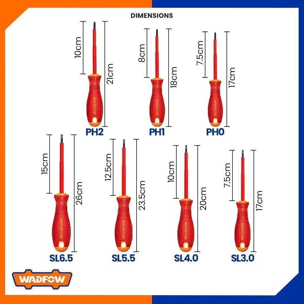 Set of (7) Insulated flat & bake Screwdrivers Set WSS7407