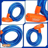 Wadfow 12mm x 800mm | 12mm x 1200mm | 15mm x1200mm Bicycle Lock / Safety Lock 2pcs keys WBK111 (WHT)