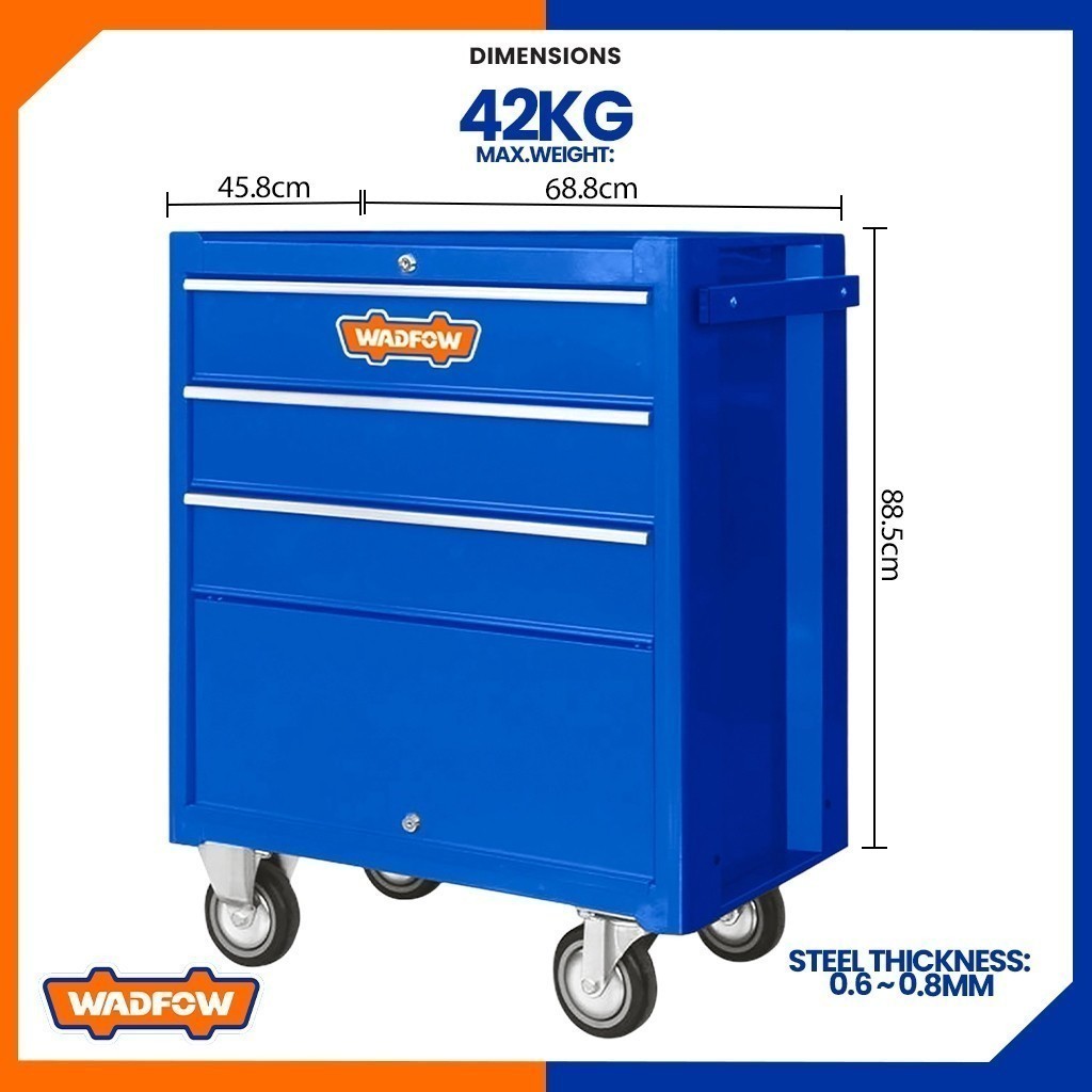 Roller Tool Cabinet Organizer with 3pcs Drawers 688 x 458 x 735mm WCS2A03