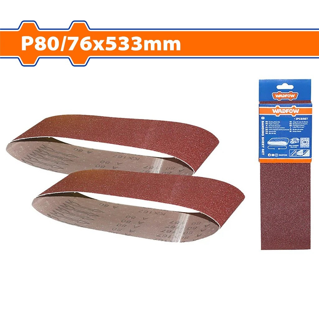 Wadfow Set of 2PCS Sanding Sheet 76x533mm Grit P40 | P60 | P80, For Polishing Wood
