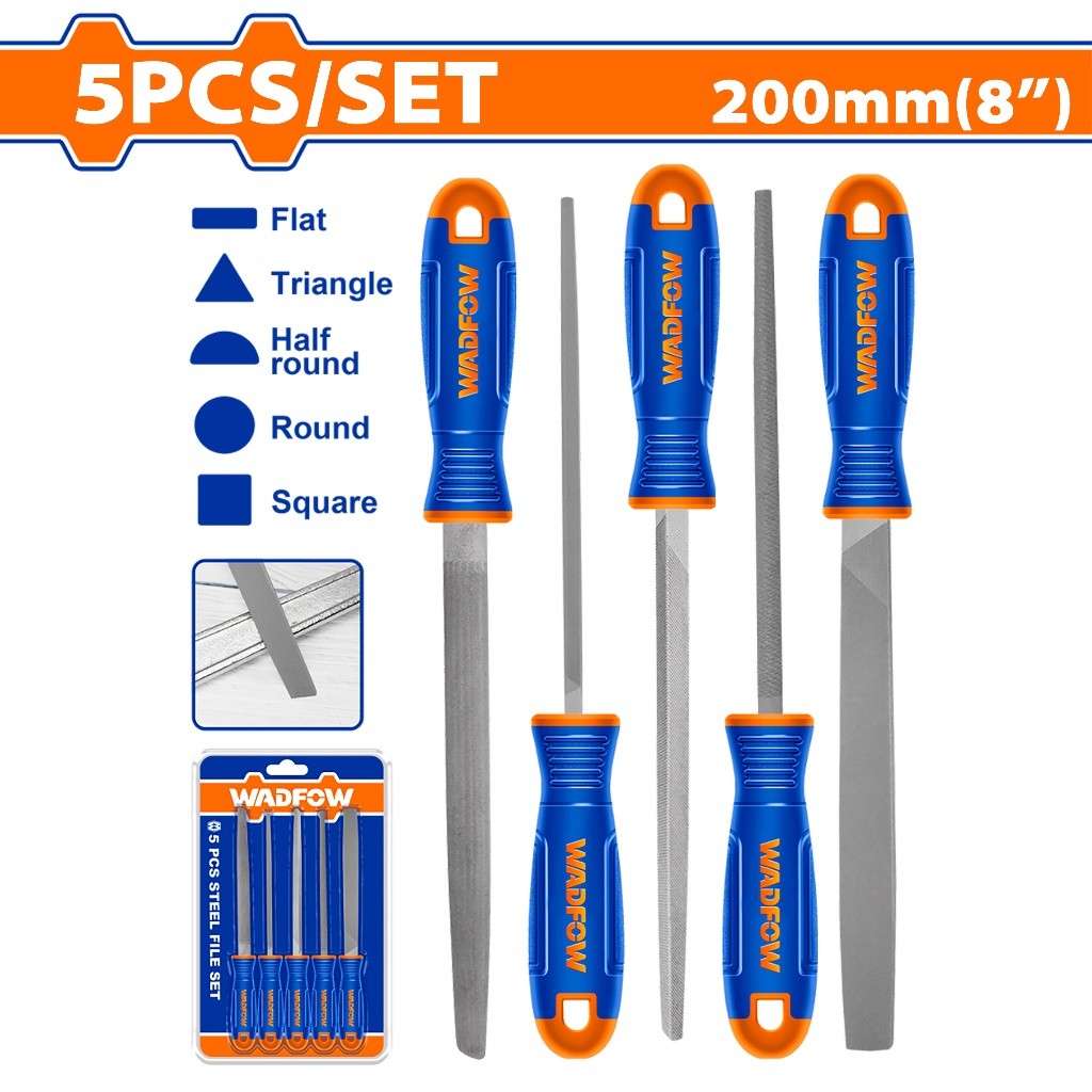 Wadfow WSF2405 5PCS/Set 8inch/200mm Industrial T12-Steel Metal Files
