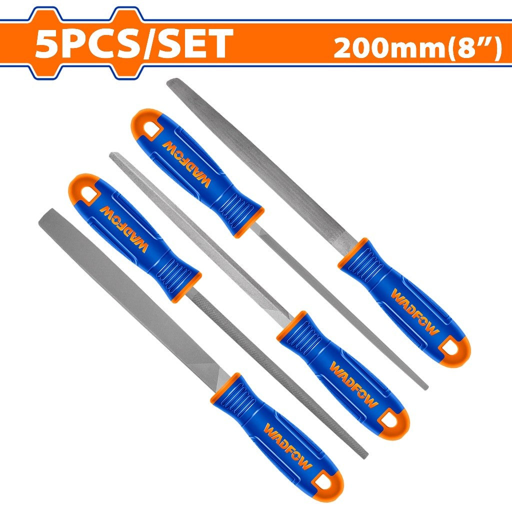 Wadfow WSF2405 5PCS/Set 8inch/200mm Industrial T12-Steel Metal Files