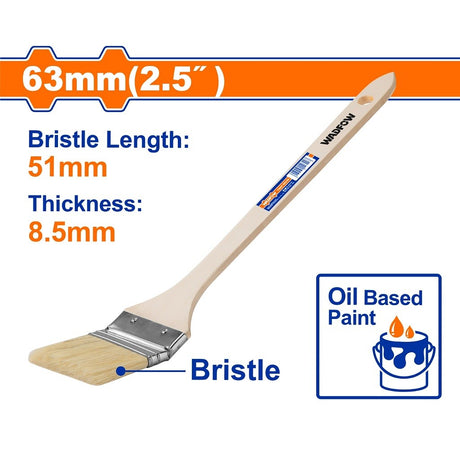 Wadfow 1.5in(38mm)|2in(50mm)|2.5in(63mm) Curved tip Paint Brush For Oil-Based With Wooden Handle