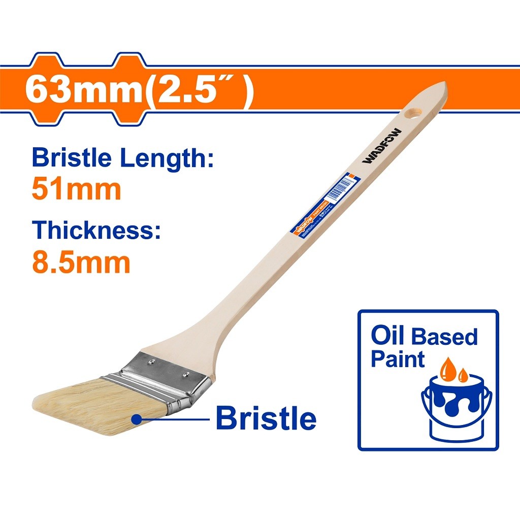 Wadfow 1.5in(38mm)|2in(50mm)|2.5in(63mm) Curved tip Paint Brush For Oil-Based With Wooden Handle