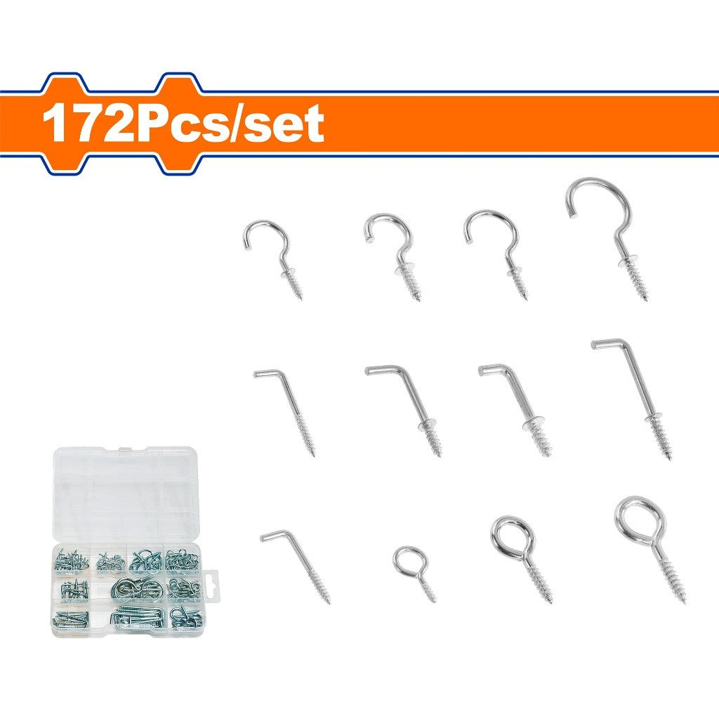 Wadfow WVJ2B01 172PCS/Set Hook Assortment Carbon Steel with Galvanized Surface Treatment