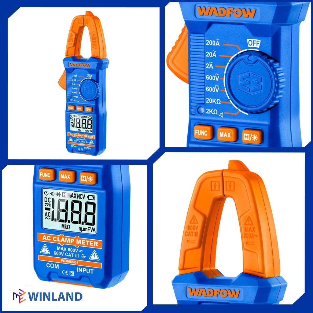 Wadfow WDM94011 3PCS/SET Electrical Test Kit Voltage Detector, Digital Multimeter & AC Clamp Meter