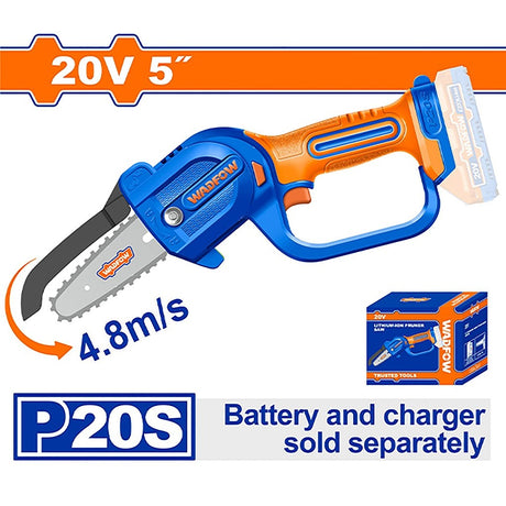 Wadfow P20S/20V 5inches(130mm) Lithium-Ion Cordless Pruner Saw Bar