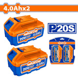 Wadfow WOS240685 2PCS/SET P20s/20v Lithium-Ion Battery Pack For Cordless Power Tool 4.0Ah