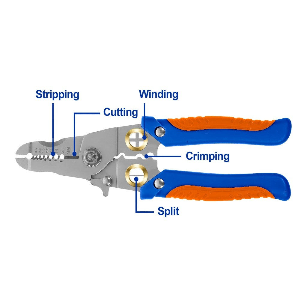 Wadfow WPL5627 180mm(7in) Wire Stripper Sharp Edge For Cutting