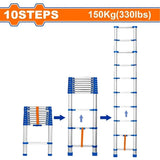 Wadfow WLD5H06 | WLD5H10 6 Steps | 8 Steps | 10 Steps (150kg/330lbs) Telescopic Aluminum Ladder