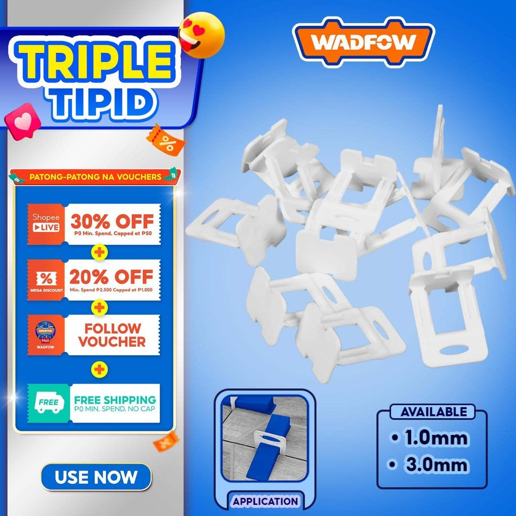 Wadfow 100pcs Floor Tile Levelers Tile Spacers Anchor 1.0mm-3.0mm SOLD PER PACK