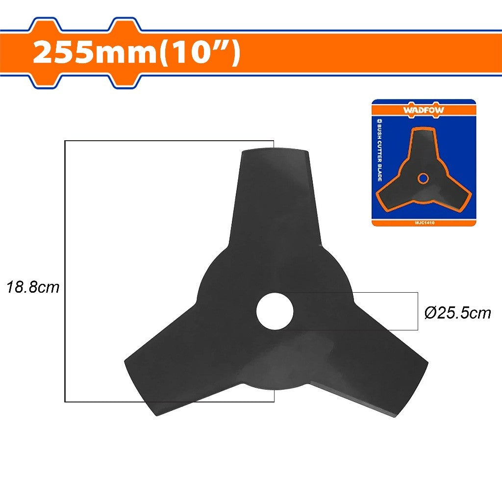 Wadfow WJC1410 Bush Cutter Blade 255mm/10in 3-Teeth Garden Cutter Tools Suitable For Gasoline Grass