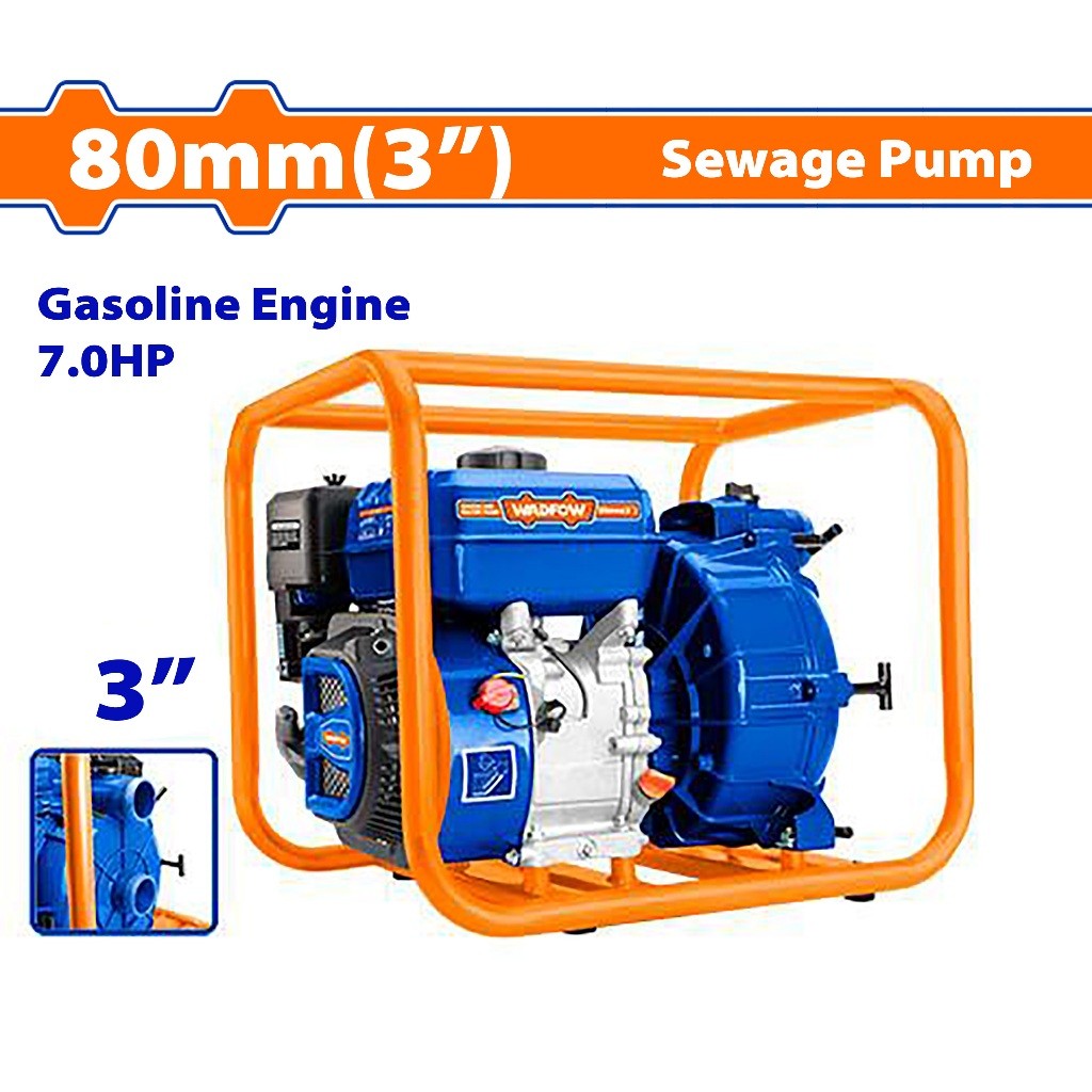 Wadfow WGW2A31 7.0HP Gasoline Sewage Pump 80mm(3in)Ø 3.6L