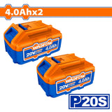 Wadfow WOS240685 2PCS/SET P20s/20v Lithium-Ion Battery Pack For Cordless Power Tool 4.0Ah