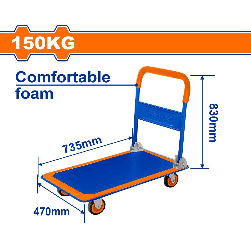Wadfow WWB1315 150kg Foldable Platform Hand Truck with Comfortable Foam Handle