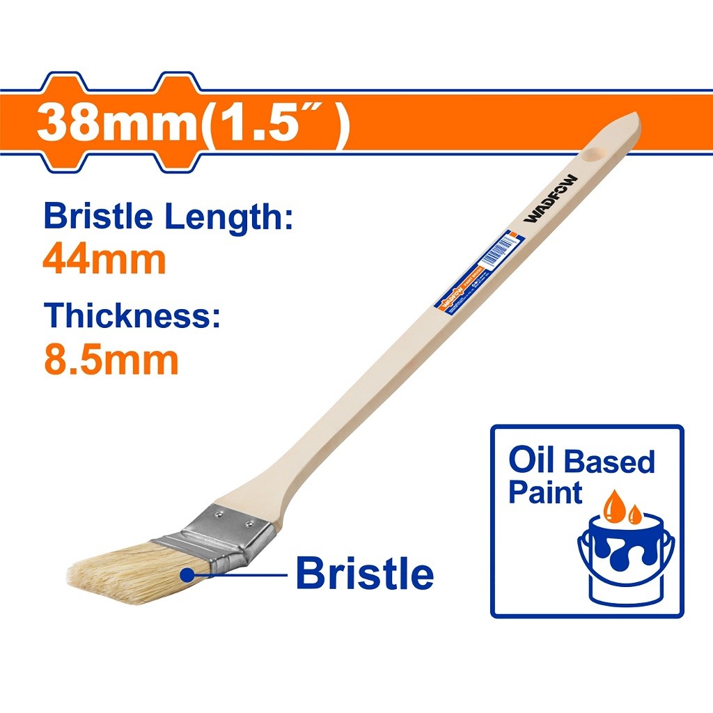 Wadfow 1.5in(38mm)|2in(50mm)|2.5in(63mm) Curved tip Paint Brush For Oil-Based With Wooden Handle