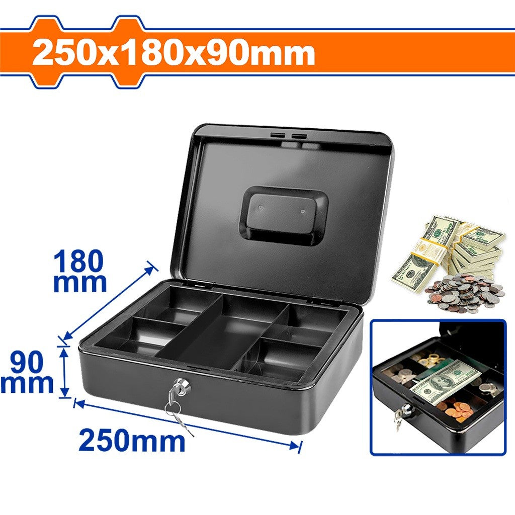 Wadfow 0.7L | 1.4L | 2.9L | 4.1L | 6.5L Volume Capacity Metal Safety Box For Money with 2pcs Keys