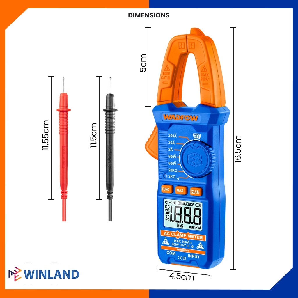 Wadfow WDM94011 3PCS/SET Electrical Test Kit Voltage Detector, Digital Multimeter & AC Clamp Meter