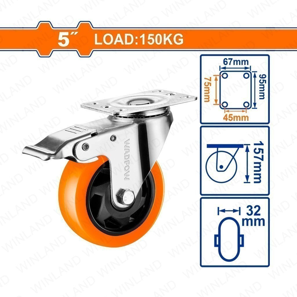 Wadfow Heavy Duty 3inch / 4inch / 5inch Rigid Swivel Caster Fixed Wheel