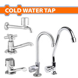 Wadfow Brass Body Stainless Steel Handle Cold Water Tap Faucet Sink Type & Wall Type