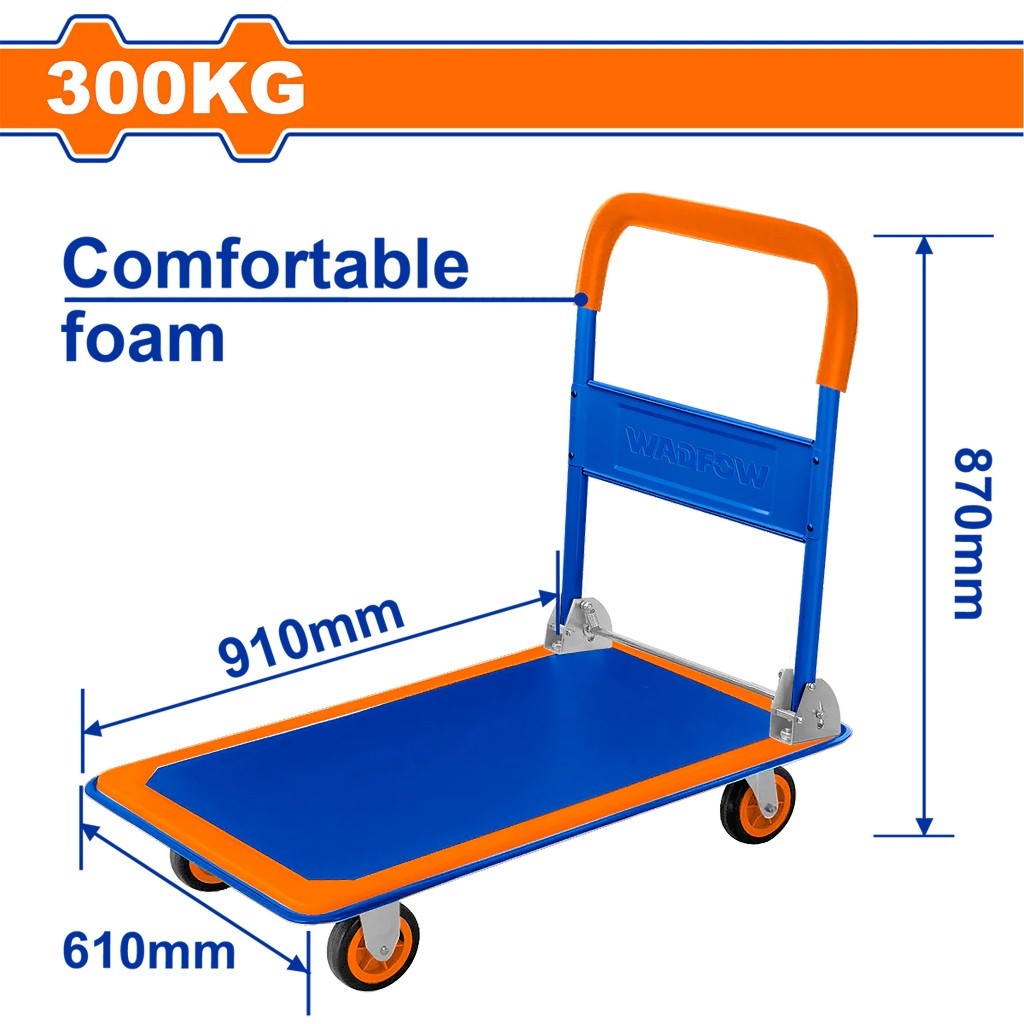 Wadfow WWB1330 300kg Foldable Platform Hand Truck with Comfortable Foam Handle